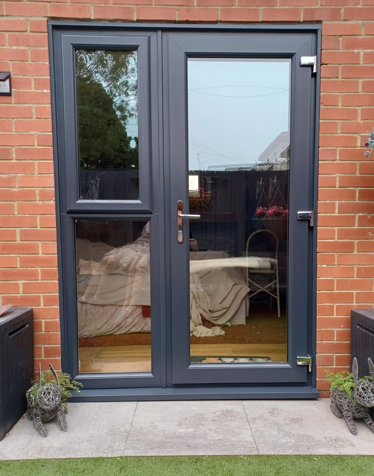 anthracite grey french patio doors fitted in Gateshead
