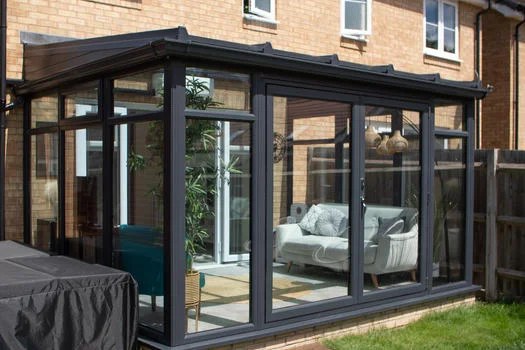 anthracite grey conservatory extension fitted in Gateshead