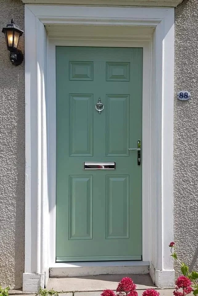 sage green composite front door fitted in gateshead